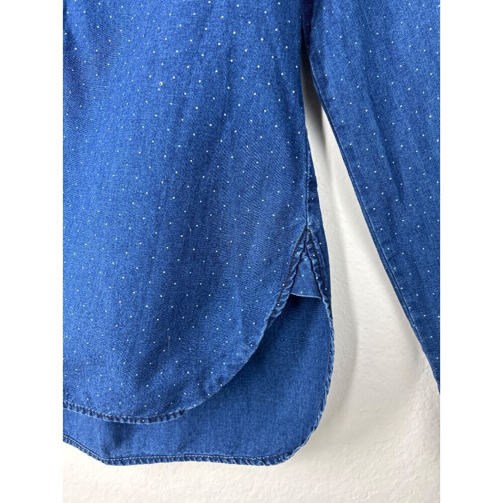 Madewell Navy Dotted Longsleeve Button Front Collared Shirt Size 2 - Picture 4 of 7